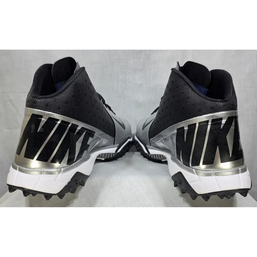Nike Zoom Vapor Pro Mid Turf Football‎ Cleats Silver Black 527879-010 Mens 17